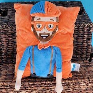 Blippi 3D Plush Pillow Buddy Kids YouTube Star Orange Blue Soft Cuddle Toy